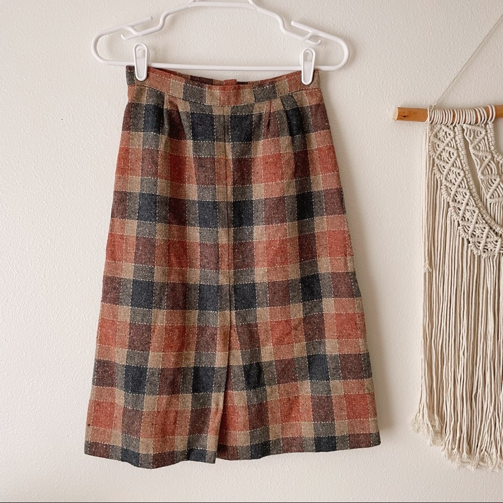 Vintage Plaid Wool Skirt